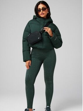 Fabletics Cropped Puffer Jacket Everpine Green Size Small
